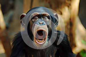 Amusing Ape shocked funny. Generate Ai