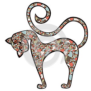 Amusing and curious cat from a mosaic