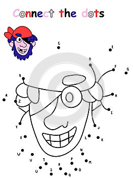 Amusing dot to dot game with pirate stock vector illustration.