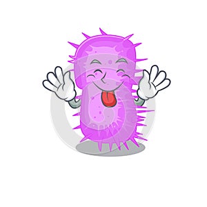 An amusing face acinetobacter baumannii cartoon design with tongue out