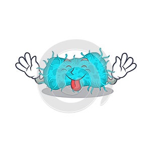 An amusing face bacteria prokaryote cartoon design with tongue out
