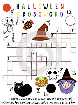 Amusing halloween crossword for kids stock vector illustration
