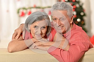 Amusing old couple at Christmas