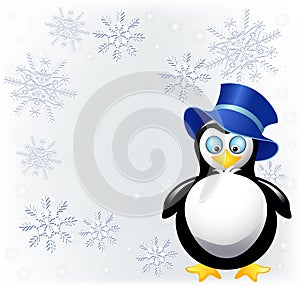 Amusing penguin with cylinder hat