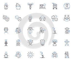 Amusing people line icons collection. Comedians, Jesters, Pranksters, Entertainers, Humorous, Witty, Goofy vector and