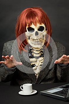Amusing skeleton with red hair - Halloween