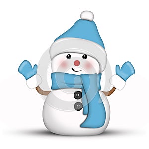 Amusing snowman dressed in blue photo