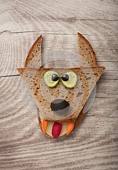 Amusing wolf made of bread