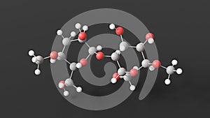 amylose molecular structure, polysaccharide, ball and stick 3d model, structural chemical formula with colored atoms photo