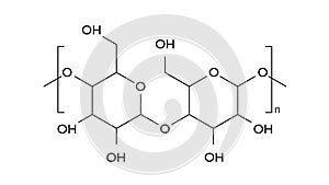 amylose molecule, structural chemical formula, ball-and-stick model, isolated image polysaccharide