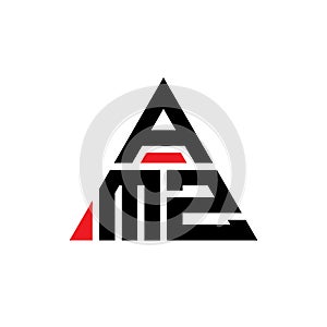AMZ triangle letter logo design with triangle shape. AMZ triangle logo design monogram. AMZ triangle vector logo template with red