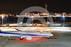 ANA All Nippon Airways Jet Taxiing at Haneda Airport