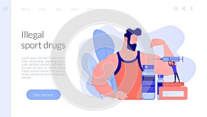 Anabolic steroids concept landing page. photo