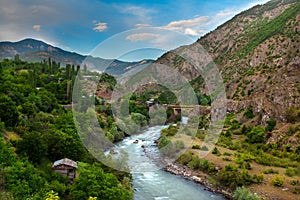 Anadolu villagers with rivers and mountains. ikizdere, Rize Turkey