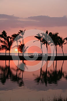 Anaehoomalu Bay at sunset Big Island, Hawaii,