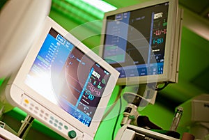 Anaesthesiolog monitors in operation surgery room