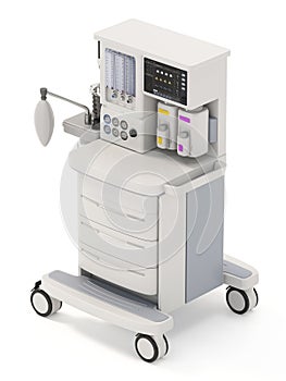 Anaesthetic machine isolated on white background. 3D illustration
