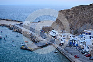 Anafi`s port under the evening light