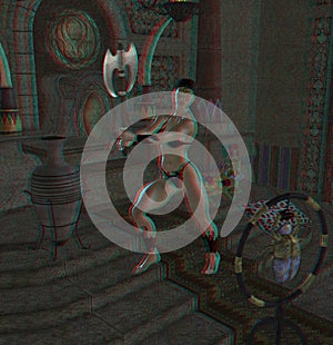 This is an anaglyph image / stereo rendering of a