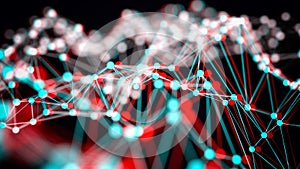 Anaglyph stereoscopic wireframe of light 3d illustration