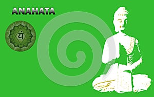 Anahata chakra`s symbol and a buddha.heart chakra