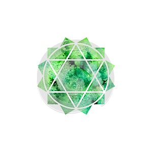 Anahata chakra. Sacred Geometry. One of the energy centers in the human body. Object for design intended for yoga.