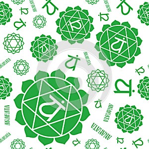 Anahata chakras seamless pattern. Vector esoteric background. Hinduism, buddhism. Line symbol