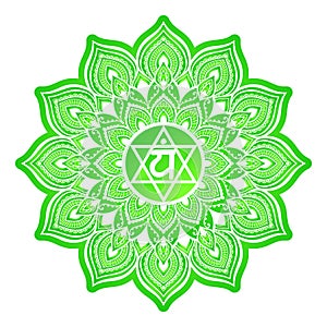 Anahata Fourth chakra vector illustration. Heart chakra symbol. For logo yoga healing meditation.