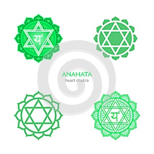 Anahata, heart chakra symbol. Colorful mandala. Vector illustration