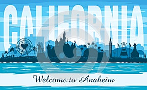 Anaheim California city skyline vector silhouette photo