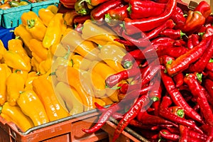 Anaheim hot peppers at the market