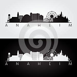 Anaheim usa skyline and landmarks silhouette