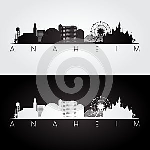 Anaheim usa skyline and landmarks silhouette photo