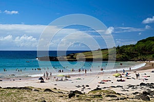 Anakena beach, Easter Island, Chile