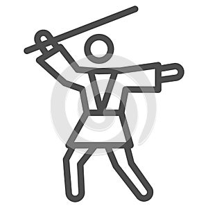 Anakin Skywalker line icon, star wars concept, jedi knight vector sign on white background, outline style icon for