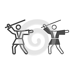 Anakin Skywalker line and solid icon, star wars concept, jedi knight vector sign on white background, outline style icon