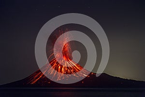 Anakkrakatau stromboli eruption, Sunda Strait Indonesia