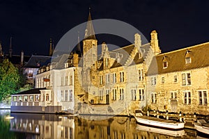 ÃÂ¡anal in Bruges in the night. Belgium. photo