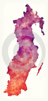 Analanjirofo region watercolor map of Madagascar