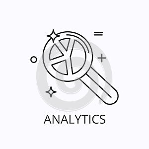 Analitics thin line icon. Financial information concept. Outline vector illustration