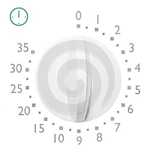 Analog 35 minute microwave oven timer, isolated analogue vintage