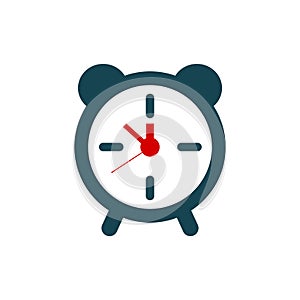 Analog alarm clock icon. Clock showing five minutes to twelve. Deadline concept.