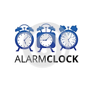 analog alarm clock vector logo design illustration