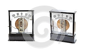 Analog ammeter isolated on white background