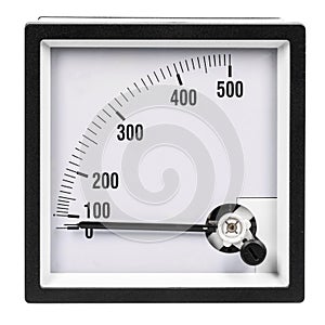 Analog ammeter or voltmeter with dial and arrow