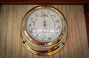Analog barometer closeup