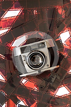 analog camera on film background photo
