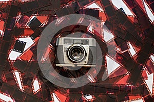 analog camera on film background photo