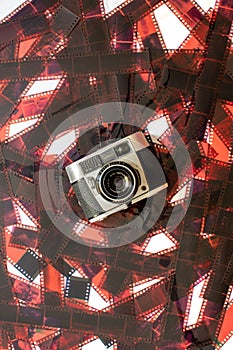 analog camera on film background photo