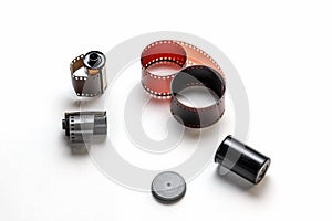 Analog camera film on isolated white background.